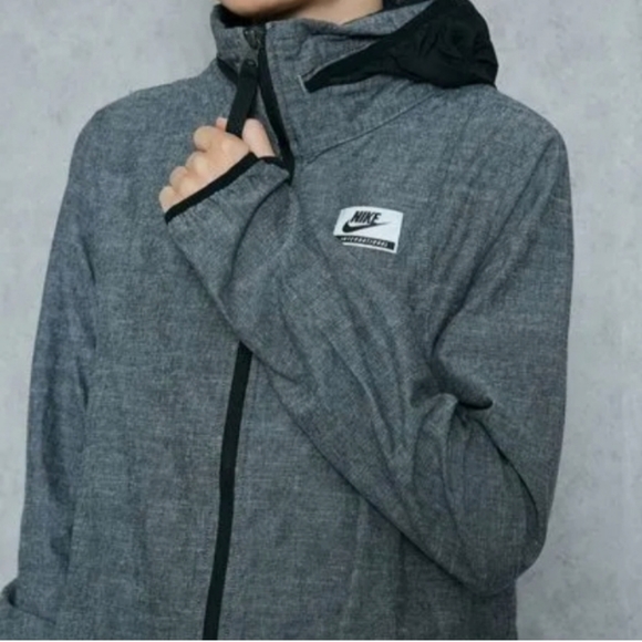 Nike women's S international jacket parka 831685-010 black gray hideaway hoodie - Picture 7 of 12